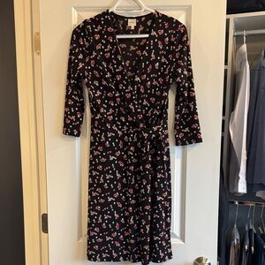 Kaileigh Black and Red Floral Long Sleeve Dress